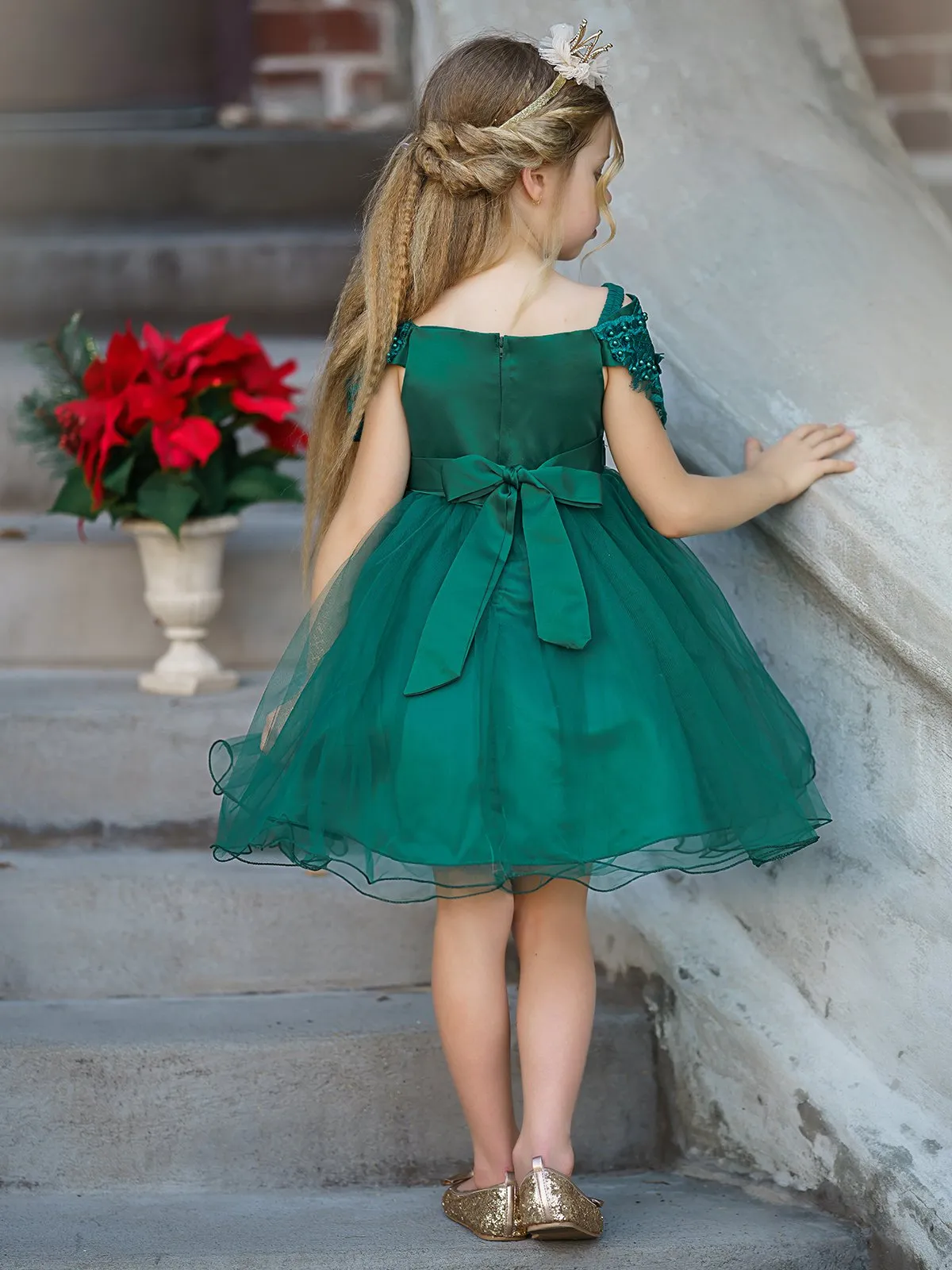 'Tis The Season Lace Applique Holiday Dress