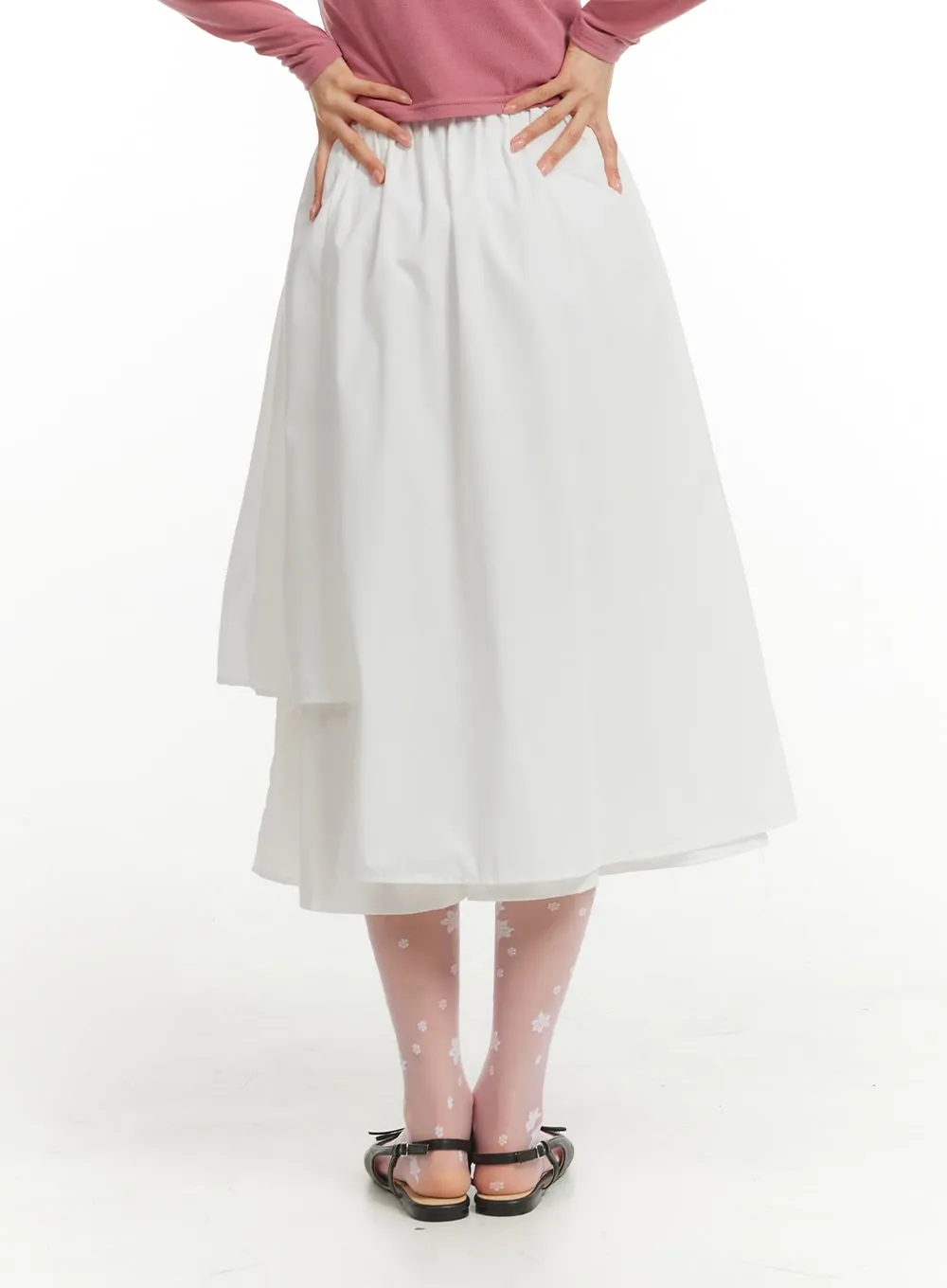 Unbalanced Cotton Midi Skirt OM406