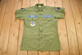 Vintage 1976 OG-107 US Air Force Military Sateen Shirt / US Army Green / Patchwork / U.S. Army Top / Authentic Military Gear